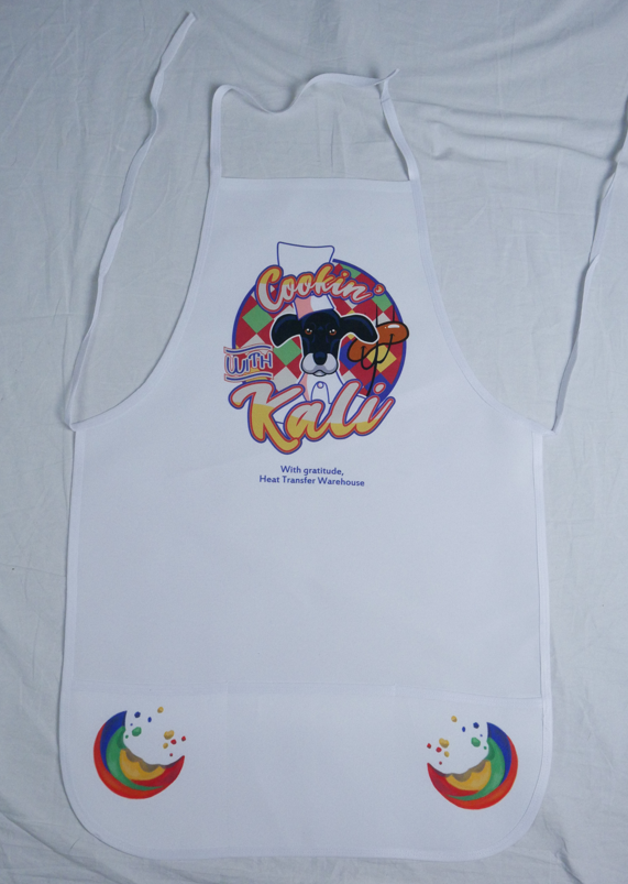 Sublimation Apron with an HTV Design printed on