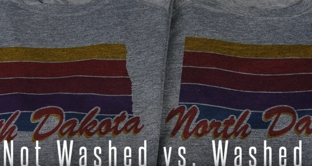 Unwashed non-worn shirt vs washed worn-design shirt.