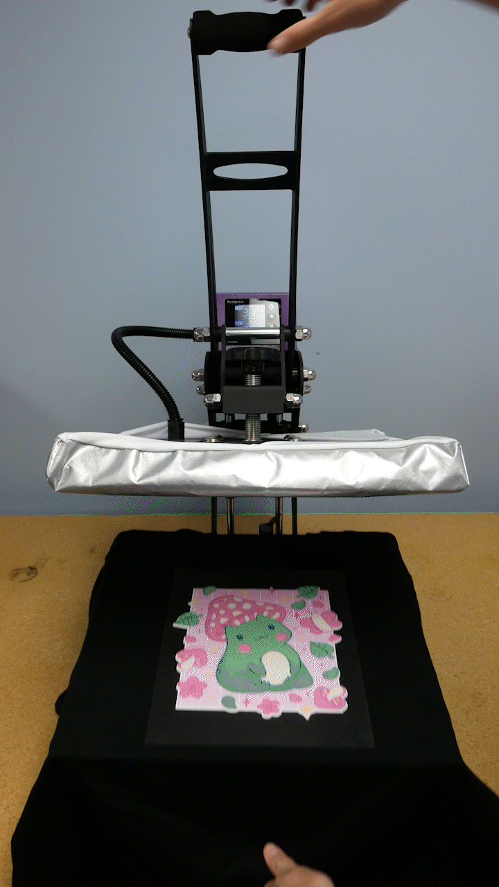 Pressing on the shirt