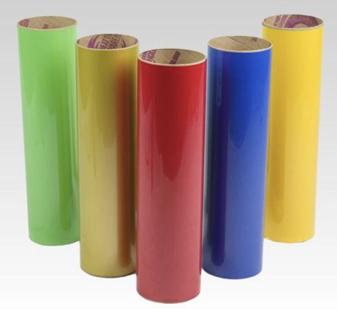 Multiple rolls of colored vinyl
